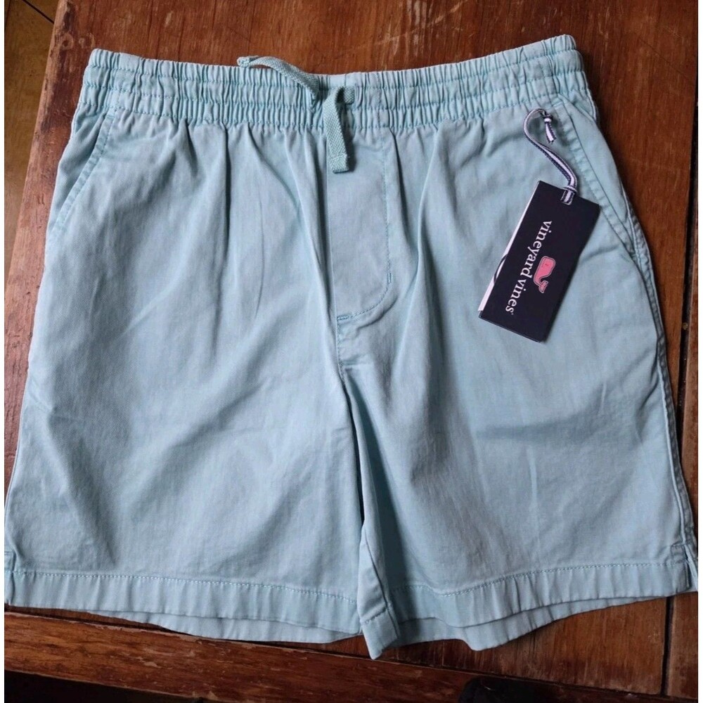 NWTs Vineyard Vines Boys Pull On Chino Shorts Aqua Cotton Stretch 14